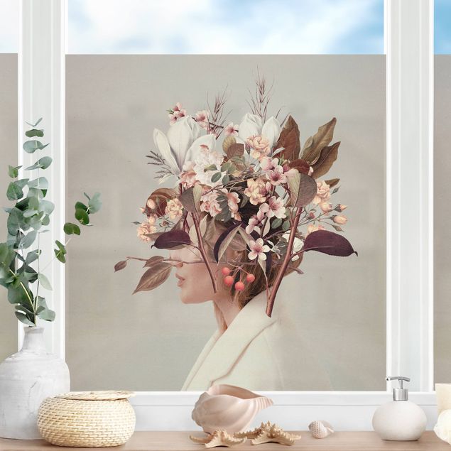 Fensterfolie Motiv Blumen Blumen Porträt - weiße Magnolien