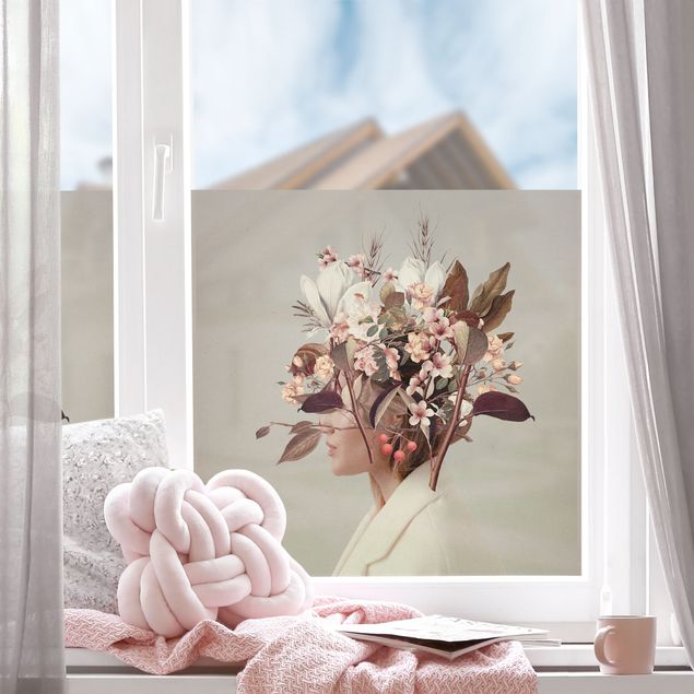 bunte Fensterfolie Blumen Porträt - weiße Magnolien