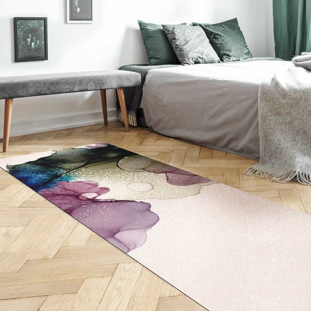 Moderne Teppiche Blumenbogen mit Gold
