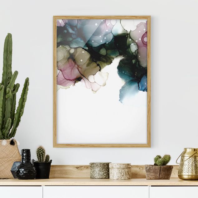 Abstrakte Bilder mit Rahmen Blumenbogen mit Gold
