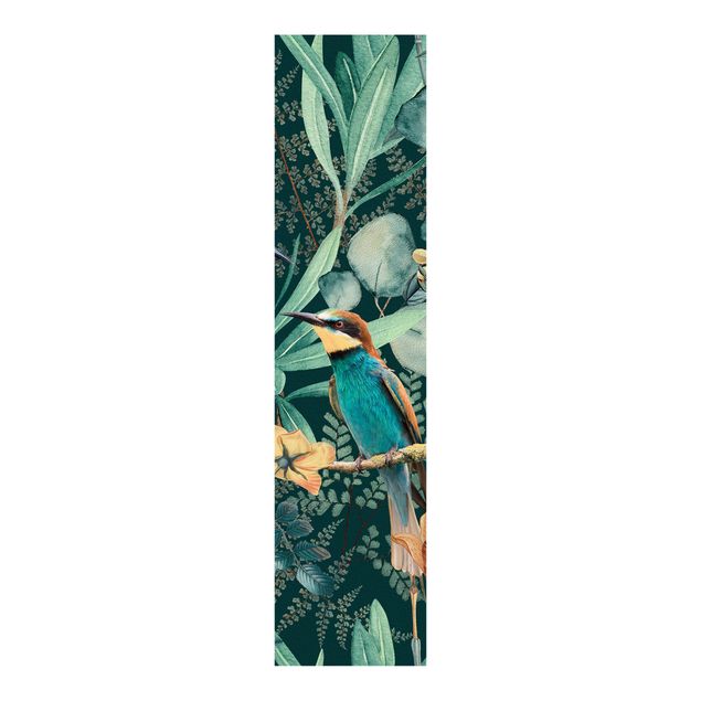 Schiebegardinen Set - Blumenparadies Eisvogel und Kolibri - Flächenvorhang