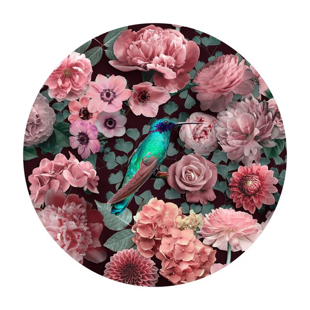 Vinyl-Teppich Blumenparadies Kolibri mit Rosen