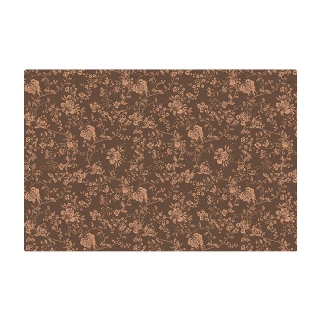Kork-Teppich - Blumenranken auf Grau - Querformat 3:2