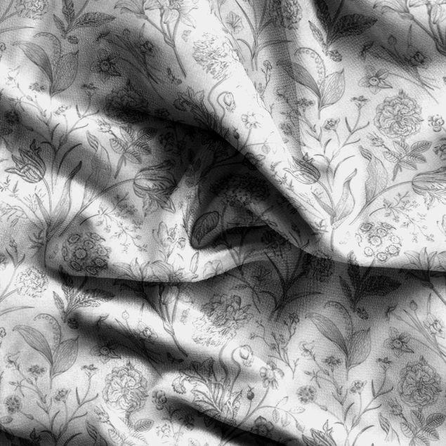 Vorhang blickdicht Blumentanz in Grau