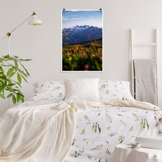 Landschaft Poster kaufen Blumenwiese in den Bergen