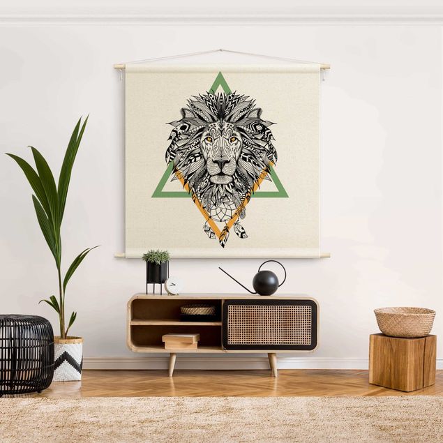 Wandbehang Tuch Boho Löwe mit Traumfänger
