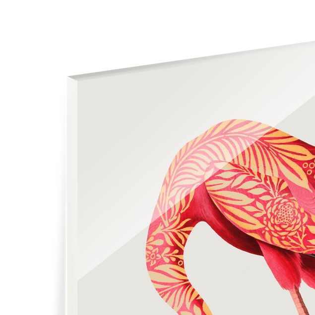 Glasbild - Boho Vogel - Flamingo - Hochformat 3:4