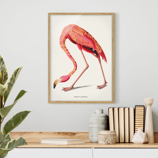 Vintage Bilder mit Rahmn Boho Vogel - Flamingo