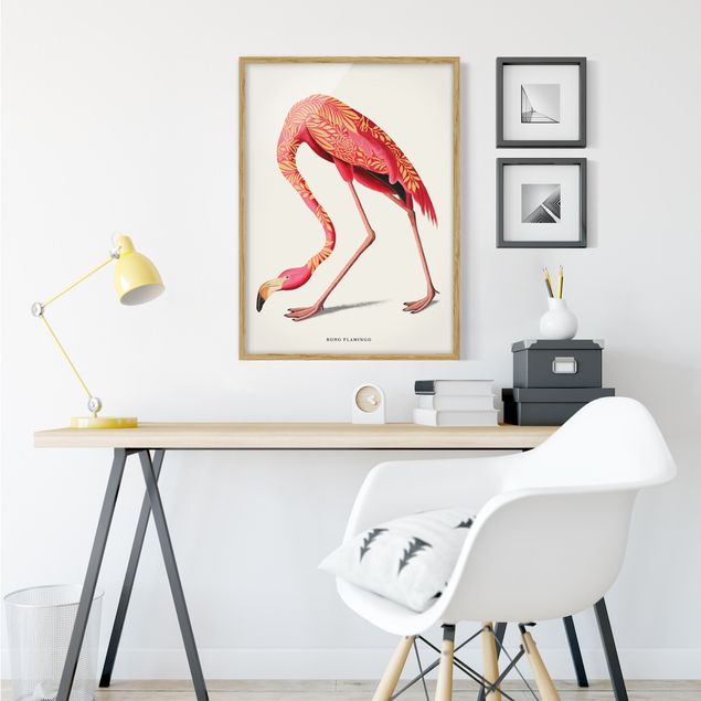 Moderne Bilder mit Rahmen Boho Vogel - Flamingo