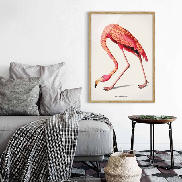 Tiere Bilder mit Rahmen Boho Vogel - Flamingo