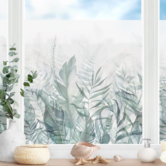 Fensterbilder Blumen Botanik - Tropische Blätter Grün