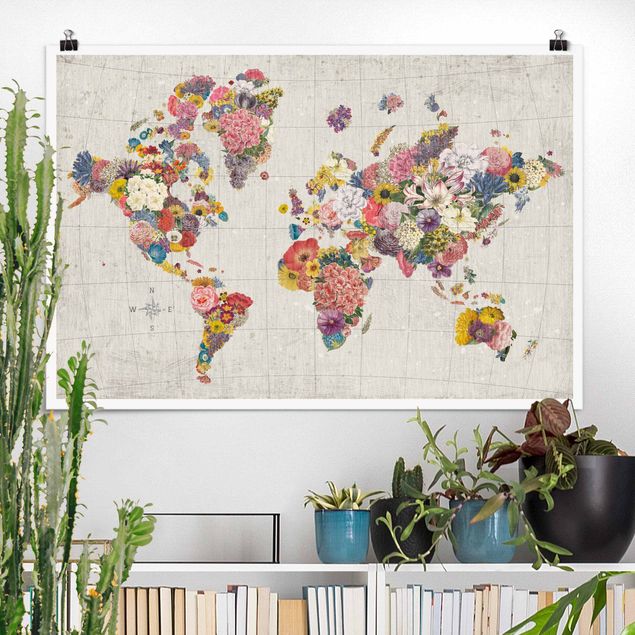 Riesenposter XXL Botanische Weltkarte