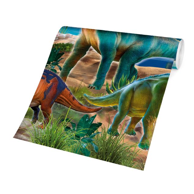 Fototapete - Brachiosaurus und Tricaterops