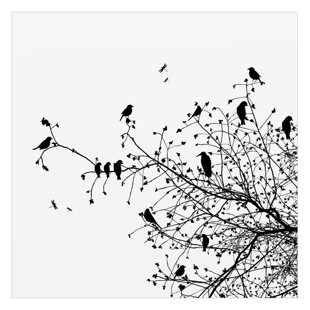 Fensterfolie - Sichtschutz - Branches and Birds in Autumn - Fensterbilder