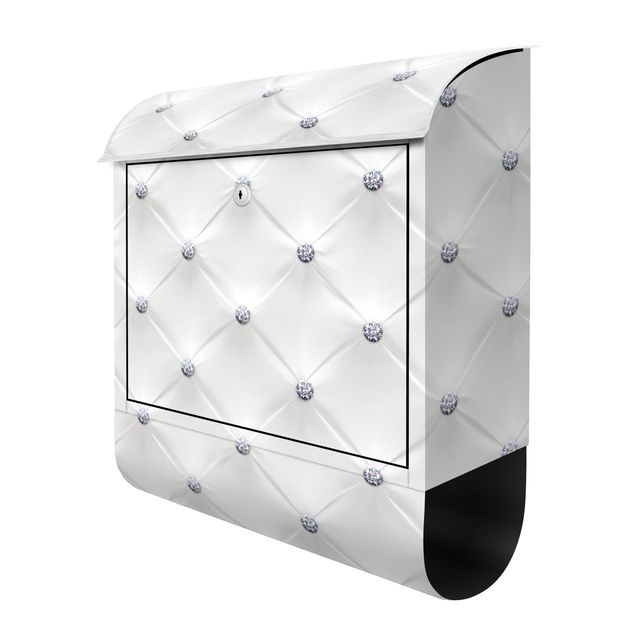 Briefkasten - Diamant Weiß Luxus - Briefkasten mit Zeitungsrolle