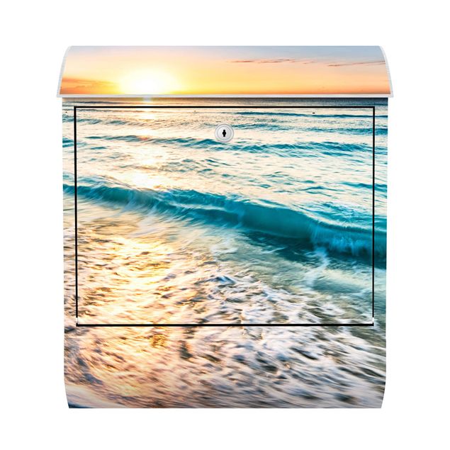 Design Briefkasten Sonnenuntergang am Strand