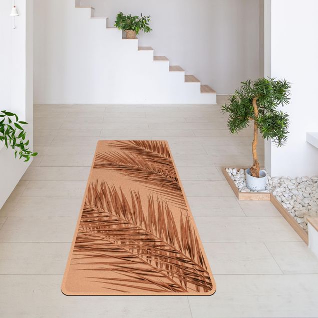 teppich mit blumenmuster Bronzefarbene Palmenwedel