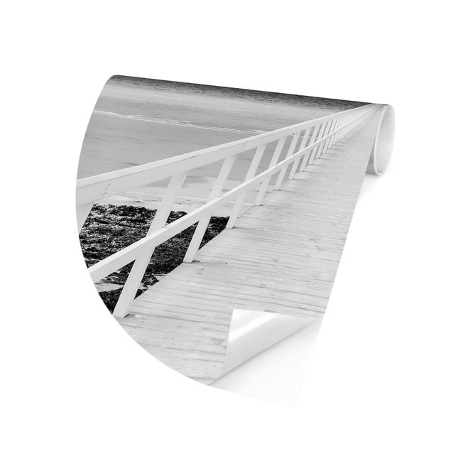 Design Tapeten Brücke in Schweden Schwarz-Weiß