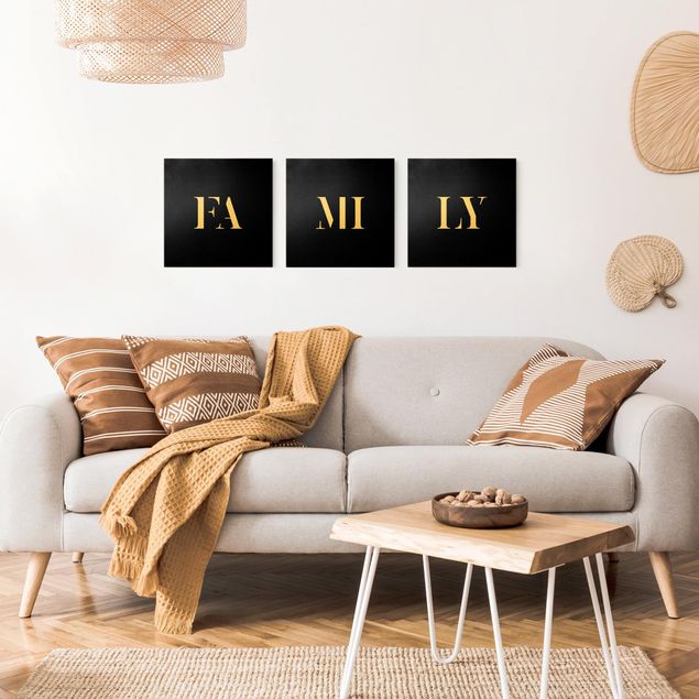 schöne Leinwandbilder Buchstaben FAMILY Weiß Set I