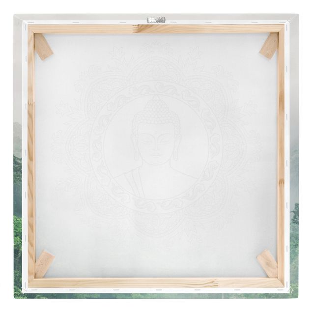 Leinwandbild - Buddha Mandala im Nebel - Quadrat 1:1