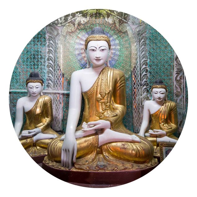 Runde Tapete selbstklebend - Buddha Statuen