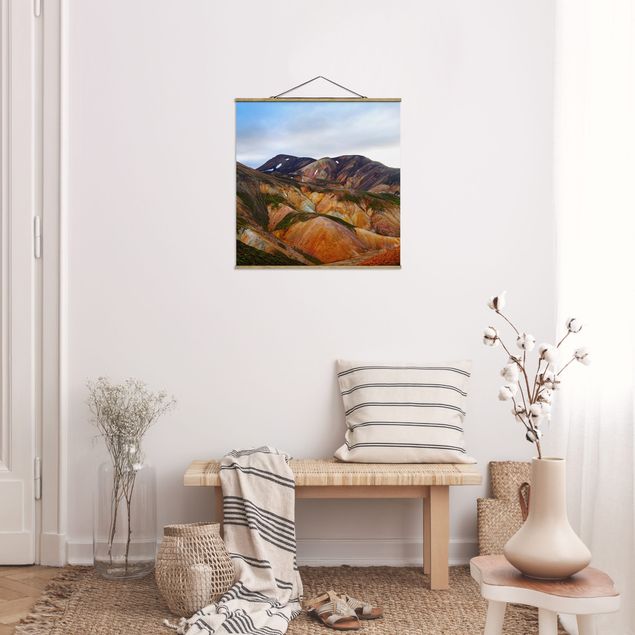 Stoffbilder mit Posterleisten Bunte Berge in Island