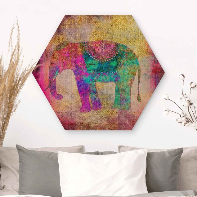 Wandbilder Bunte Collage - Indischer Elefant