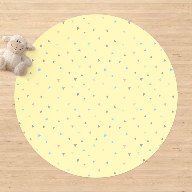 Spielteppich Bunte gezeichnete Pastelldreiecke auf Gelb