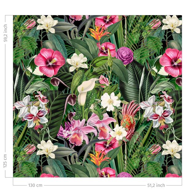 Verdunkelungsvorhang Bunte tropische Blumen Collage