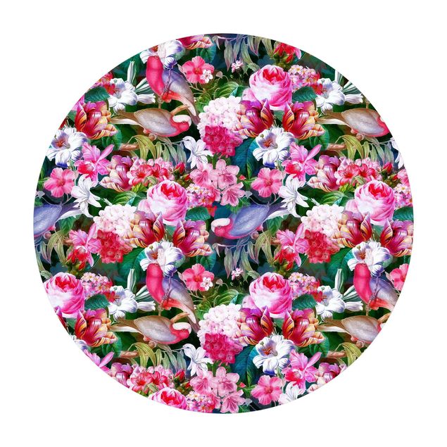 Uta Naumann Bilder Bunte Tropische Blumen mit Vögeln Pink