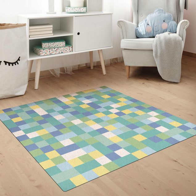 Moderner Teppich Buntes Mosaik Spielwiese
