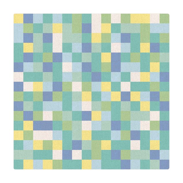 Kork-Teppich - Buntes Mosaik Spielwiese - Quadrat 1:1