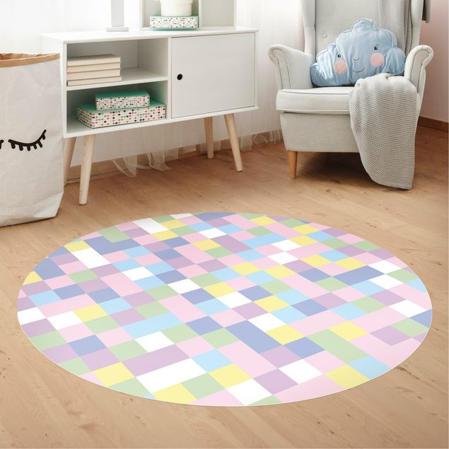Moderner Teppich Buntes Mosaik Zuckerwatte