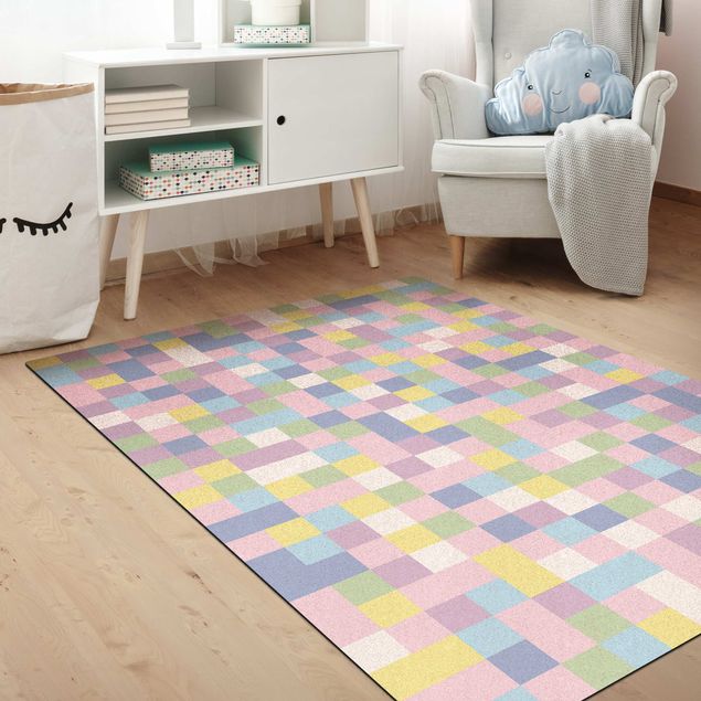 Teppich modern Buntes Mosaik Zuckerwatte