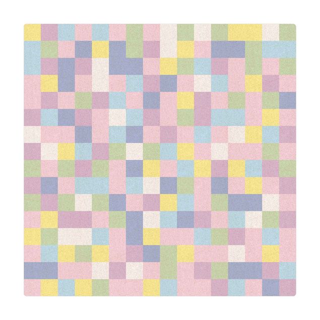Kork-Teppich - Buntes Mosaik Zuckerwatte - Quadrat 1:1