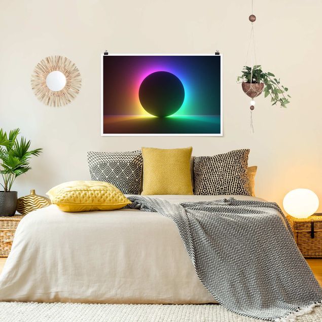 Moderne Poster Buntes Neonlicht mit Kreis