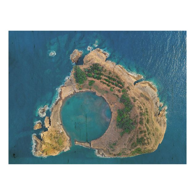 Holzbilder Natur Luftbild - Die Insel Vila Franca do Campo