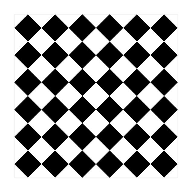 grosser Teppich Geometrisches Muster gedrehtes Schachbrett Schwarz Weiß