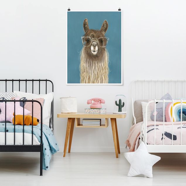 Poster Tiere Lama mit Brille III