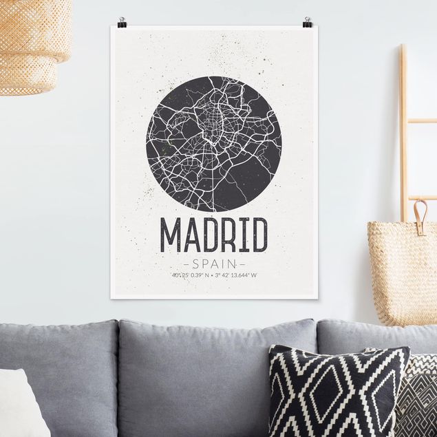Riesenposter XXL Stadtplan Madrid - Retro