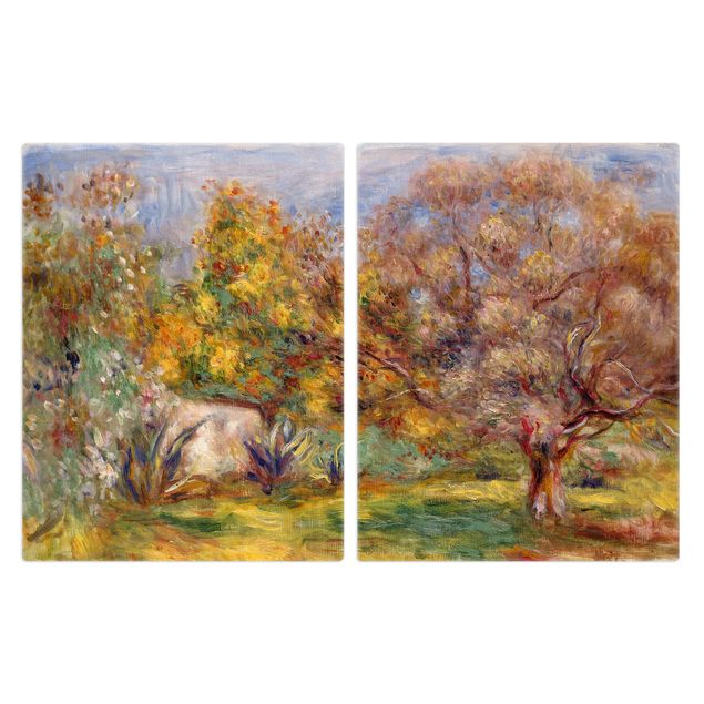 Herdabdeckplatte Glas - Auguste Renoir - Garten mit Olivenbäumen - 52x80cm