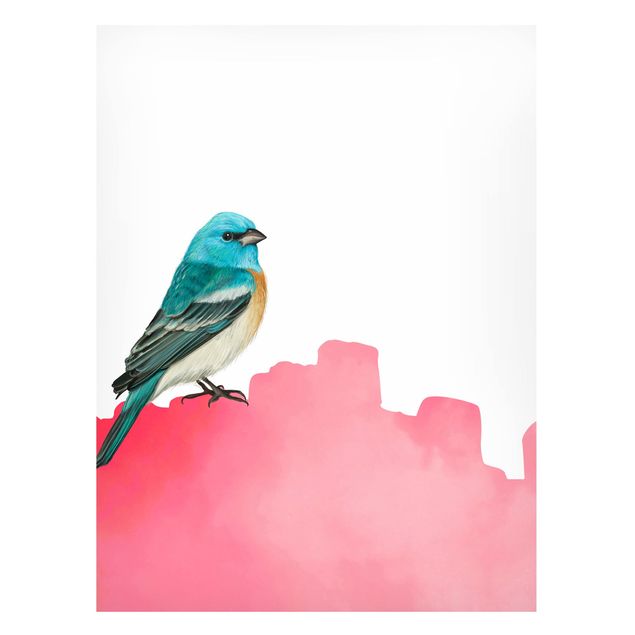 Magnettafel - Vogel auf Pink - Hochformat 3:4