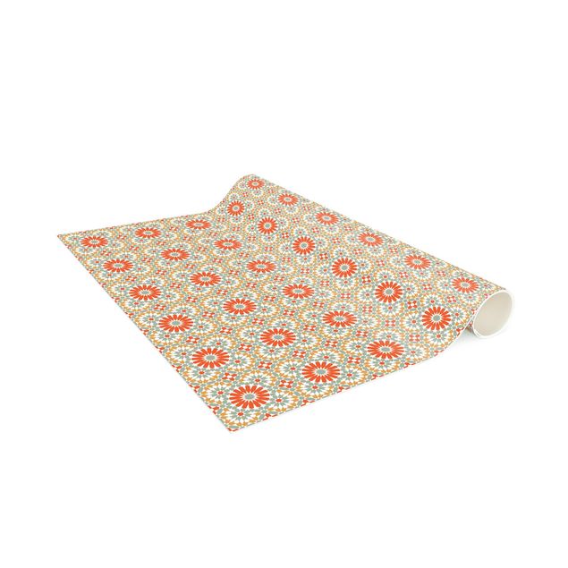 Vinyl Teppich Fliesenoptik Orientalisches Muster mit bunten Kacheln