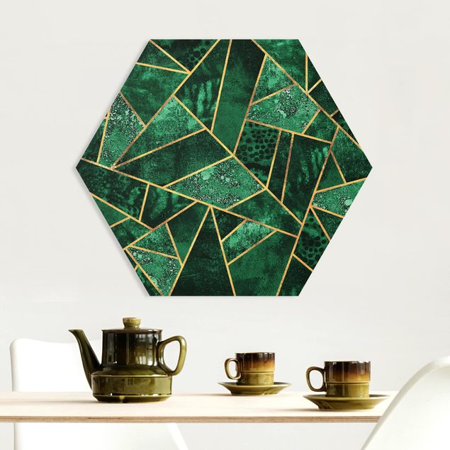 Hexagon Bild Forex - Dunkler Smaragd mit Gold