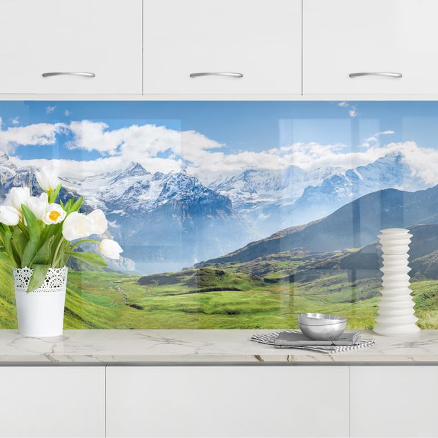 Platte Küchenrückwand Schweizer Alpenpanorama
