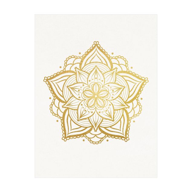 Teppich gold Mandala Blüte Illustration weiß gold