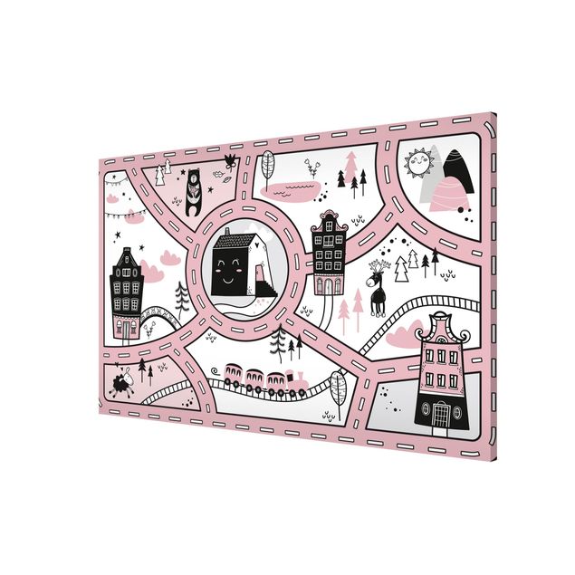 Magnettafel - Spielteppich Skandinavien - Die rosane Stadt - Hochformat 3:2