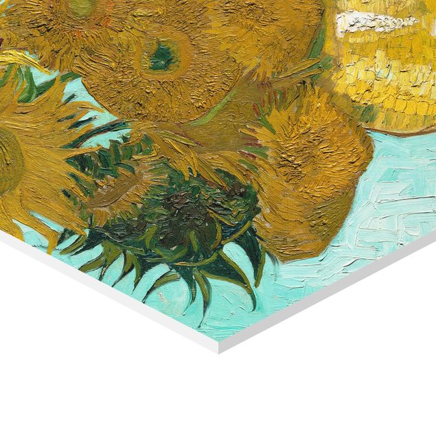 Hexagon Bild Forex - Vincent van Gogh - Vase mit Sonnenblumen
