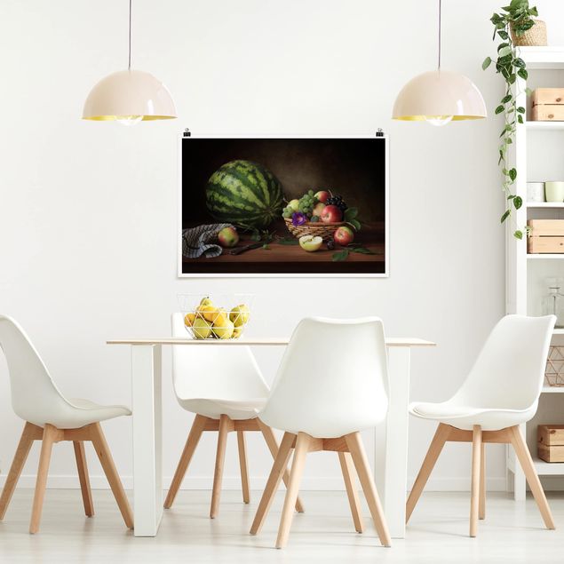 Moderne Poster Stillleben mit Melone
