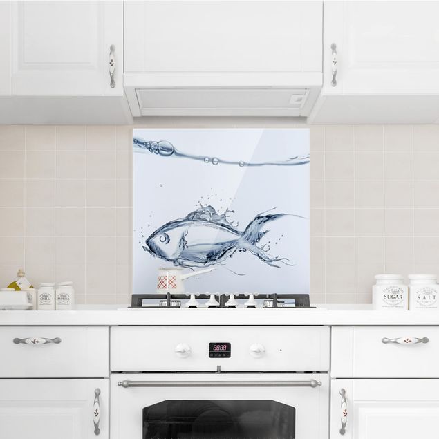 Spritzschutz Küche Liquid Silver Fish